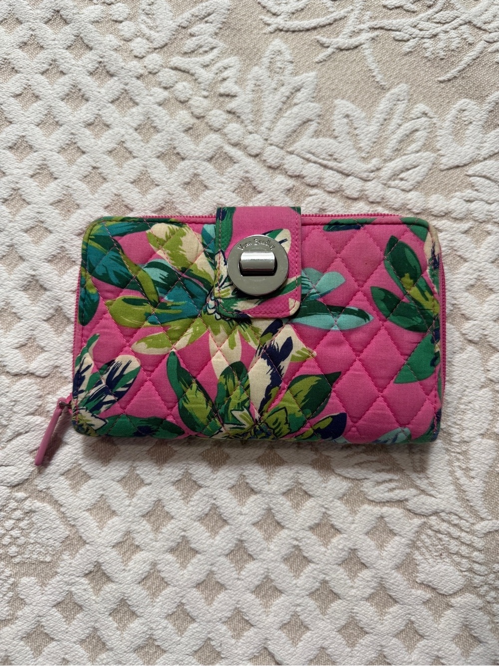 Vera Bradley Rain Forest Floral RFID Turnlock Wallet Tropical